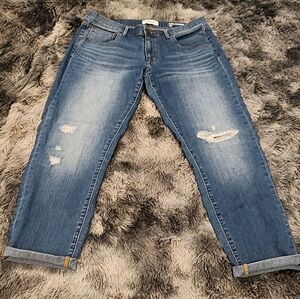 Sonoma Blue Girlfriend Distressed Jeans with Cuffed Hem